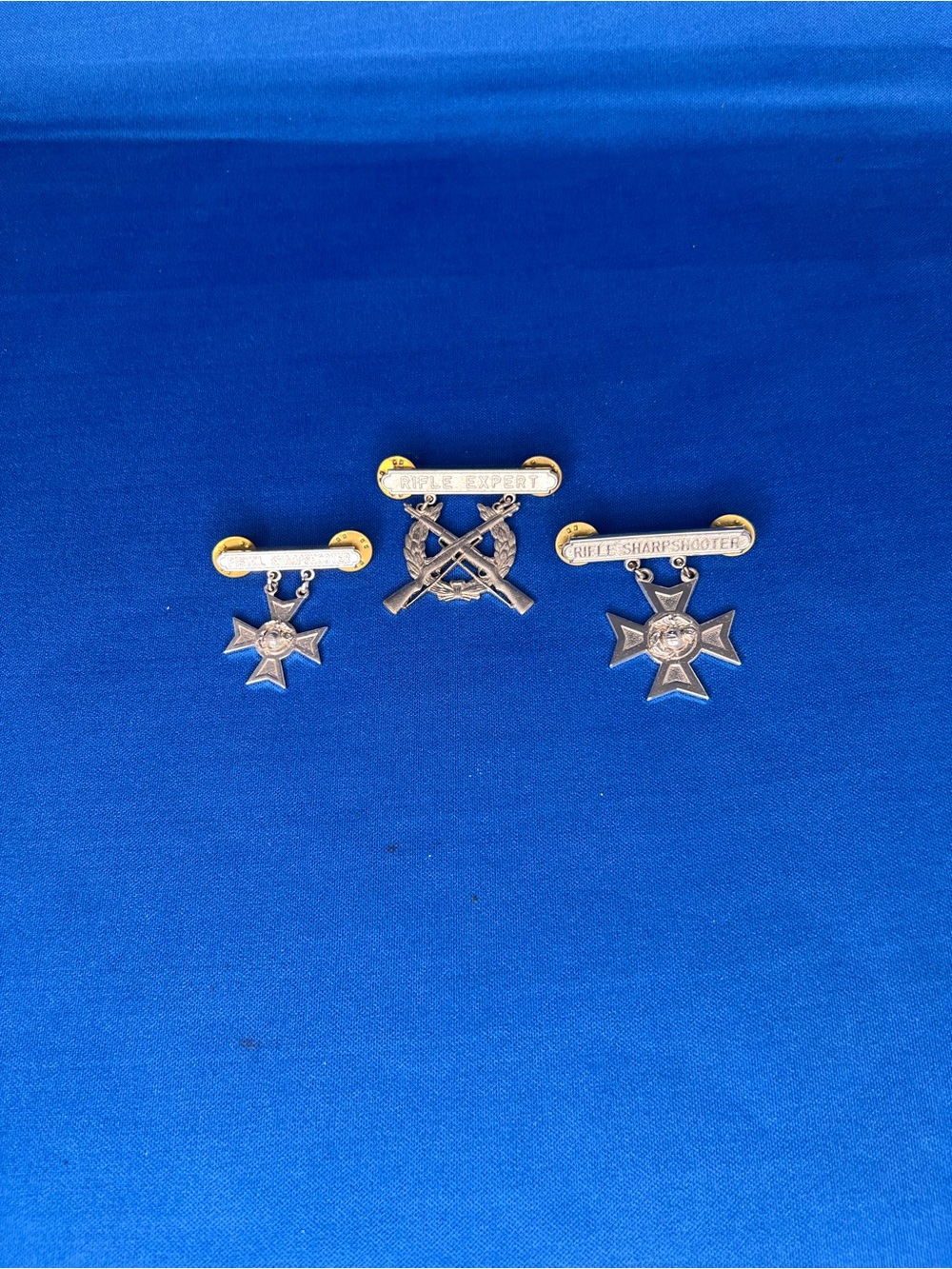 Vintage Military Marksmanship Badges - 2 stamped Sterling